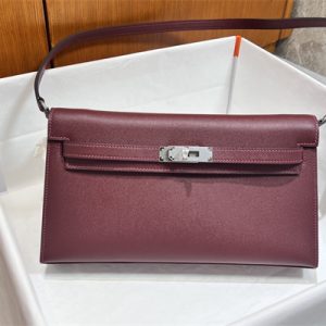 Kelly Elan Bag Madame Leather Silver Tone Metal In Bordeaux Color HS