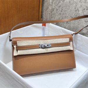 Kelly Elan Bag Madame Leather Silver Tone Metal In Gold Color HS