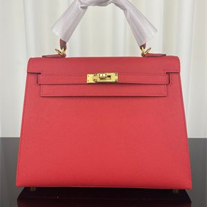 Kelly Sellier Bag Epsom Leather 25/28CM Gold/Silver Hardware In Red Color HS