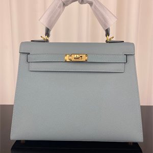 Kelly Sellier Bag Epsom Leather 25/28CM Gold/Silver Hardware In Azure Blue Color HS