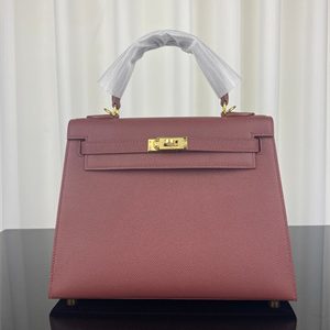 Kelly Sellier Bag Epsom Leather 25/28CM Gold/Silver Hardware In Burgundy Color HS