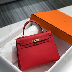 Kelly Sellier Bag Epsom Leather 25/28CM Gold/Silver Hardware In Rouge Casaque Color