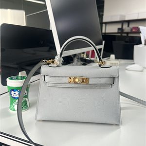 Kelly Mini II Bag Epsom Leather Gold/Silver Hardware In Blue Pale Color HS
