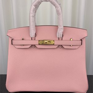Bir.kin Bag TOGO Leather 25/30/35CM Gold/Silver Hardware In Rose Sakura Color HS