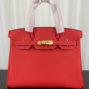Bir.kin Bag TOGO Leather 25/30/35CM Gold/Silver Hardware In Red Color HS