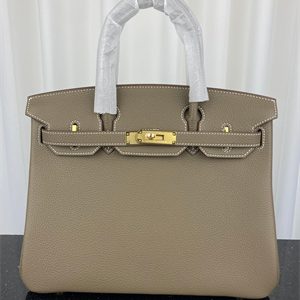 Bir.kin Bag TOGO Leather 25/30/35CM Gold/Silver Hardware In Etoupe Color HS