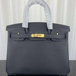 Bir.kin Bag TOGO Leather 25/30/35CM Gold/Silver Hardware In Black Color HS