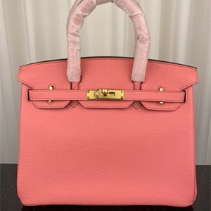 Bir.kin Bag TOGO Leather 25/30/35CM Gold/Silver Hardware In Rose Confetti Color HS