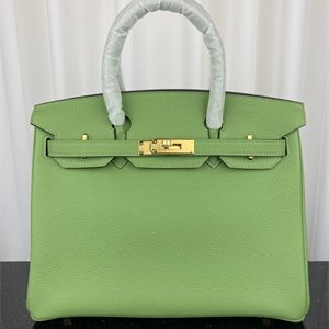 Bir.kin Bag TOGO Leather 25/30/35CM Gold/Silver Hardware In Vert Criquet Color HS