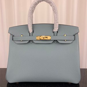 Bir.kin Bag TOGO Leather 25/30/35CM Gold/Silver Hardware In Azure Blue Color HS