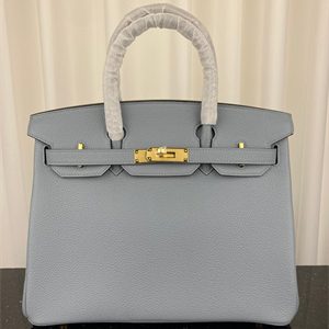 Bir.kin Bag TOGO Leather 25/30/35CM Gold/Silver Hardware In Bleu Lin Color HS