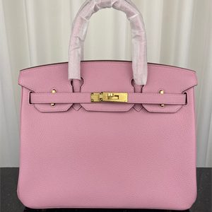 Bir.kin Bag TOGO Leather 25/30/35CM Gold/Silver Hardware In Pink Color HS