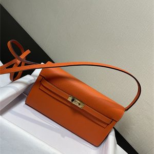 Kelly Classique To Go wallet Epsom Leather Gold Tone Metal In Orange Color HS