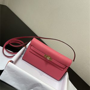 Kelly Classique To Go wallet Epsom Leather Gold Tone Metal In Rose Lipsur Color HS