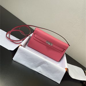 Kelly Classique To Go wallet Epsom Leather Silver Tone Metal In Rose Lipsur Color HS