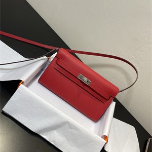 Kelly Classique To Go wallet Epsom Leather Silver Tone Metal In Red Color HS