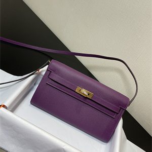 Kelly Classique To Go wallet Epsom Leather Gold Tone Metal In Anemone Color HS