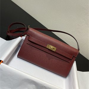 Kelly Classique To Go wallet Epsom Leather Gold Tone Metal In Bordeaux Color HS