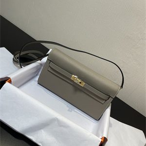 Kelly Classique To Go wallet Epsom Leather Gold Tone Metal In Gris Asphalte Color HS