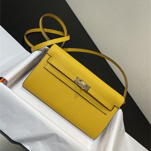 Kelly Classique To Go wallet Epsom Leather Gold Tone Metal In Jaune de Naples Color HS