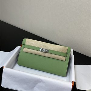 Kelly Classique To Go wallet Epsom Leather Silver Tone Metal In Vert Criquet Color HS