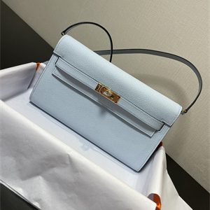 Kelly Classique To Go wallet Epsom Leather Gold Tone Metal In Blue Brume Color HS