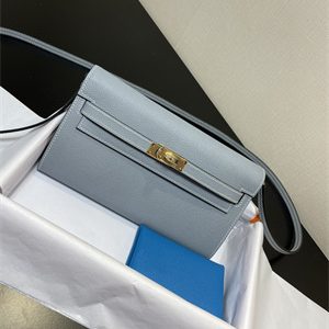 Kelly Classique To Go wallet Epsom Leather Gold Tone Metal In Blue Lin Color HS