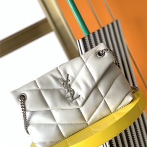 Y.S.L PUFFER SMALL  In Nappa Lambskin Silver Tone Metal White Color