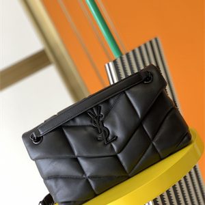 Y.S.L PUFFER SMALL  In Nappa Lambskin Black Tone Metal Black Color