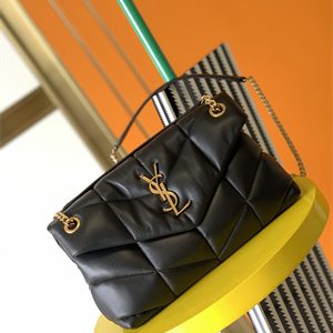 Y.S.L PUFFER SMALL  In Nappa Lambskin Gold Tone Metal Black Color