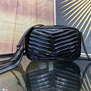 Y.S.L MINI LOU In Blue Quilted Patent Leather Black Tone Metal