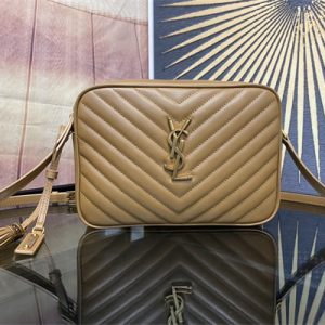 Y.S.L LOU CAMERA BAG In Brown Quilted Leather Gold Tone Metal