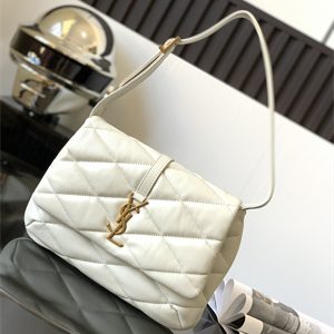 Y.S.L LE 57 Hobo Bag In Quilted Lambskin White Color
