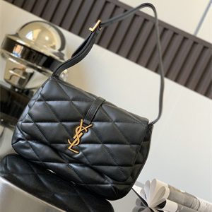 Y.S.L LE 57 Hobo Bag In Quilted Lambskin Black Color