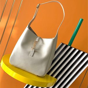 Y.S.L LE 5 A 7 Supple SMALL HOBO BAG In White Leather