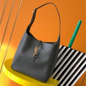 Y.S.L LE 5 A 7 Supple SMALL HOBO BAG In Dk Grey Leather