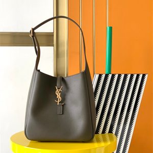 Y.S.L LE 5 A 7 Supple SMALL HOBO BAG In Dk Green Leather