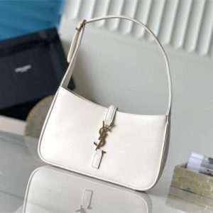 Y.S.L LE 5 A 7 HOBO BAG In White Smooth Leather