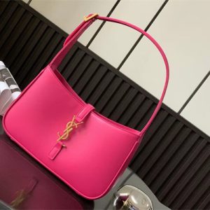 Y.S.L LE 5 A 7 HOBO BAG In Fuchsia Smooth Leather