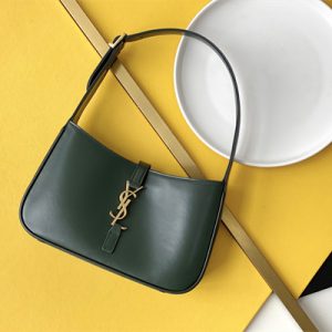 Y.S.L LE 5 A 7 HOBO BAG In Dk Green Smooth Leather