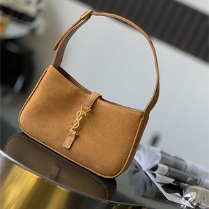 Y.S.L LE 5 A 7 HOBO BAG In Brown Suede Leather