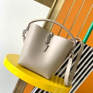 Y.S.L LE 37 SMALL In Lt Beige Shinny Leather Bucket Bag