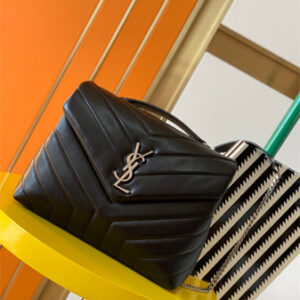 Y.S.L LOULOU SMALL In Black Quilted Calfskin Leather Silver Tone Metal