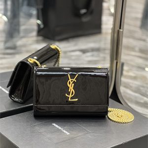 Y.S.L KATE SMALL IN Patent Leather Gold Tone Metal Black Color