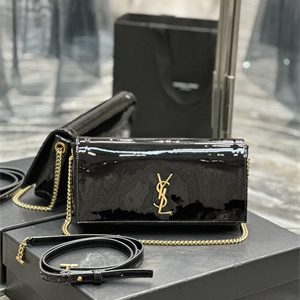 Y.S.L KATE 99 IN PATENT LEATHER Black Color Gold Tone Metal