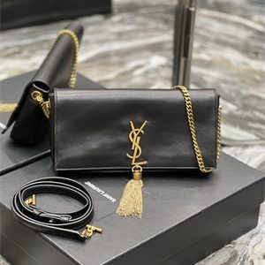 Y.S.L KATE 99 IN SMOOTH LEATHER Black Color Gold Tone Metal