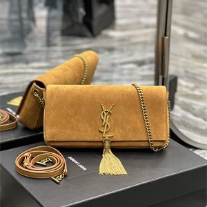 Y.S.L KATE 99 IN SUEDE LEATHER Brown Color Gold Tone Metal