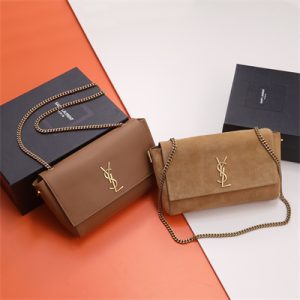 Y.S.L REVERSIBLE KATE MEDIUM Gold Tone Metal Brown Color