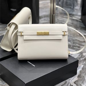 Y.S.L MANHATTAN Shoulder Bag In BOX Saint Laurent White Color