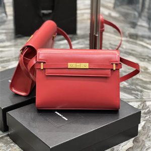 Y.S.L MANHATTAN Shoulder Bag In BOX Saint Laurent Red Color